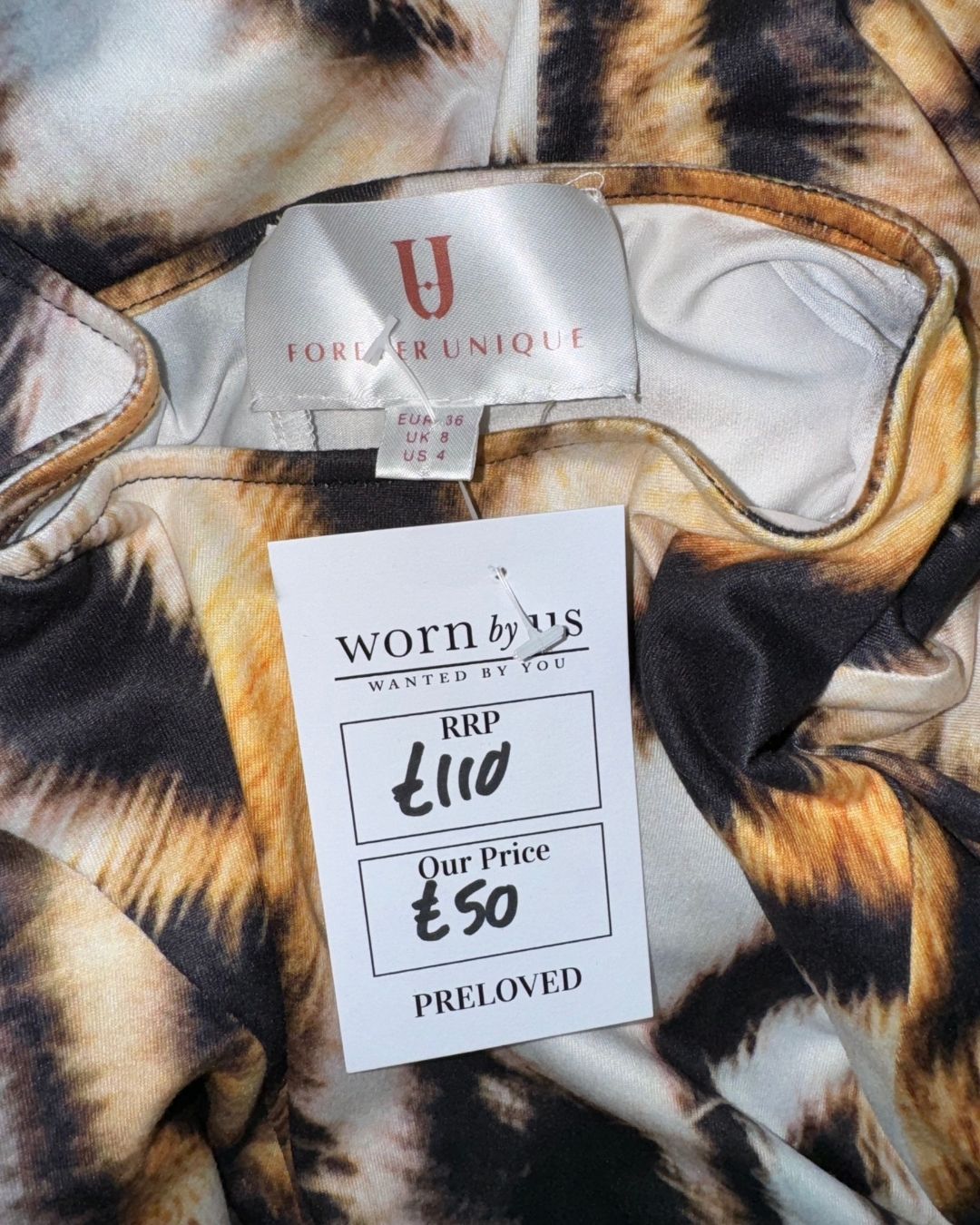 Forever Unique Leopard Print Dress - Size - 8 - Preloved