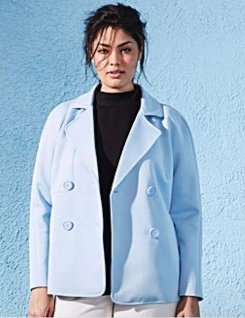 Label Be Bonded Sky Blue Pea Coat - New