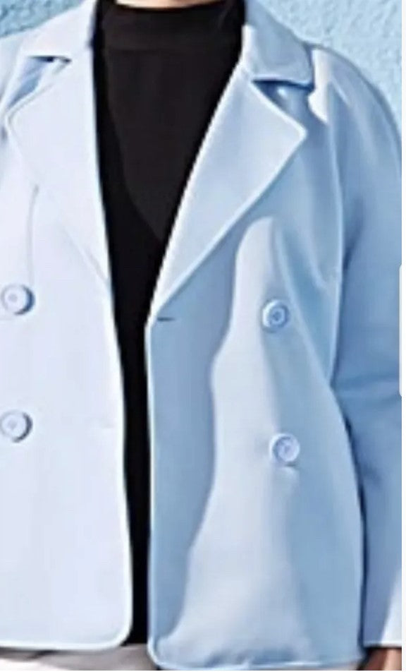 Label Be Bonded Sky Blue Pea Coat - New
