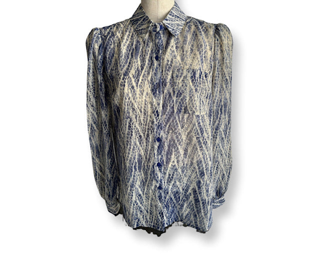 Lipsy Ink and Gold Pattern Blouse - Size - 8 - Preloved