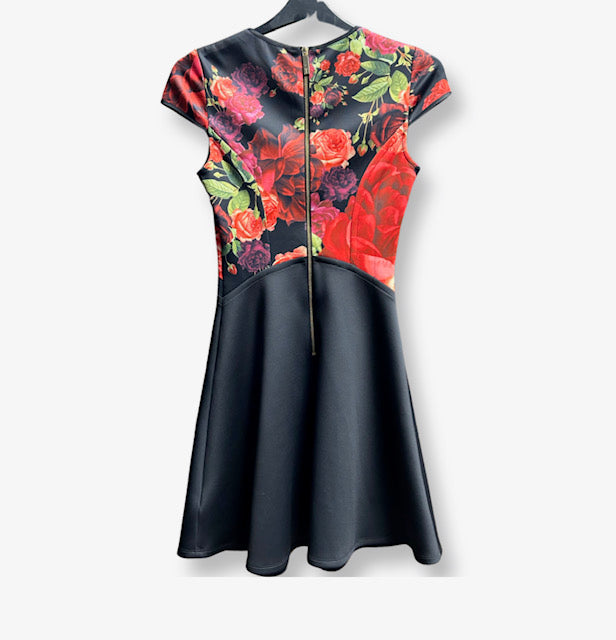 Ted Baker Black and Floral Dress - Size 1 - UK - S - Preloved