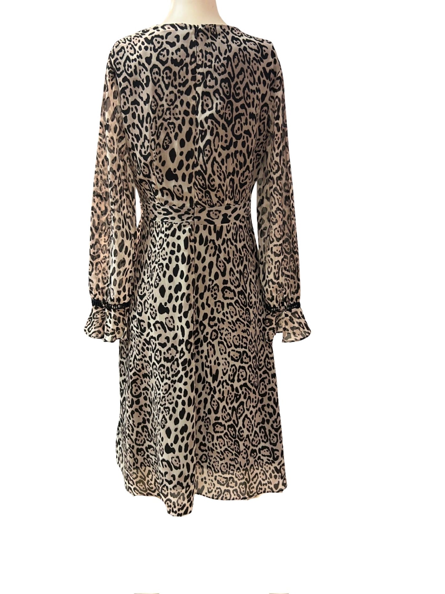 Sosandar  Grey Leopard Pattern Dress - Preloved - Size -10