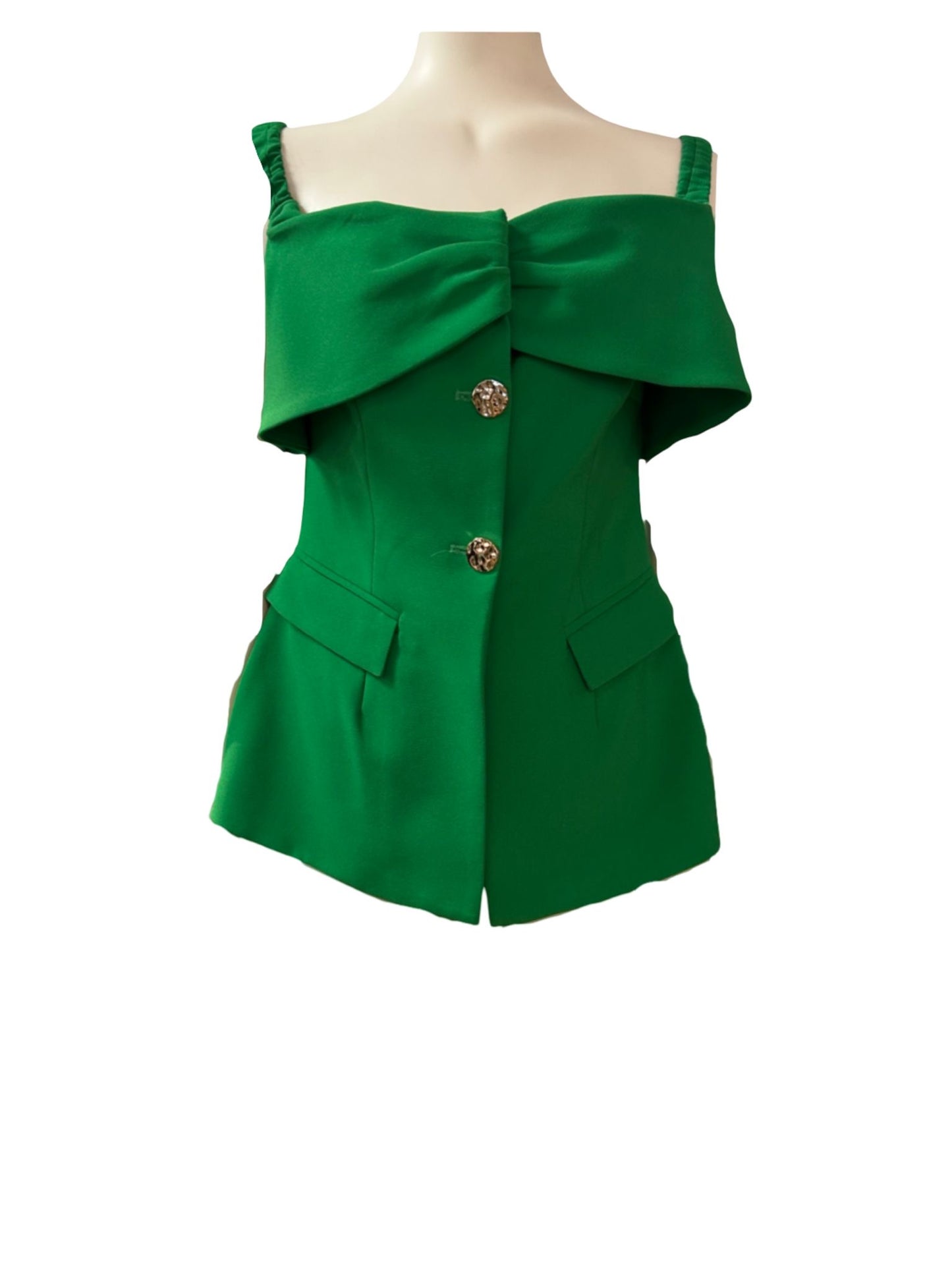 Forever Unique Green Cropped Top - Size - 8 - Preloved