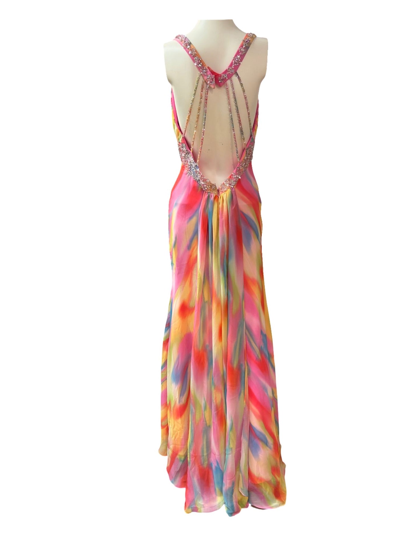 Mori Lee Multi Coloured Maxi Evening Dress - Size 8 - New no tags