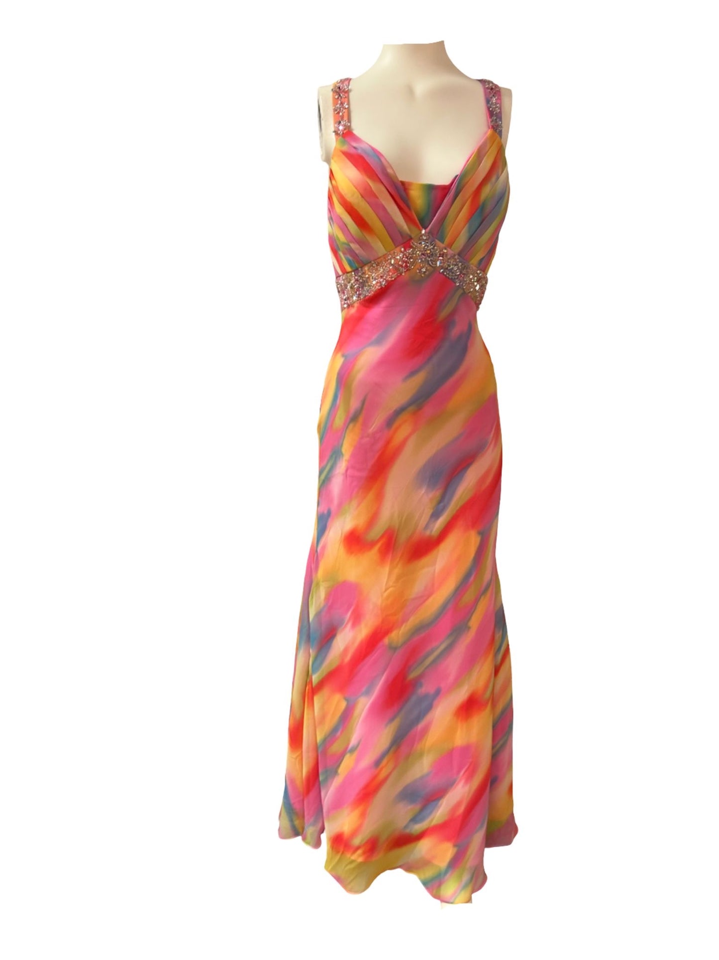 Mori Lee Multi Coloured Maxi Evening Dress - Size 8 - New no tags