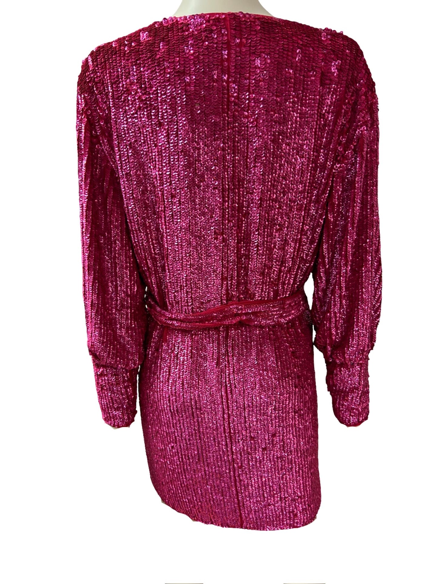 Asos Red Sequin Wrap Mini Dress - Size - 10 - Preloved