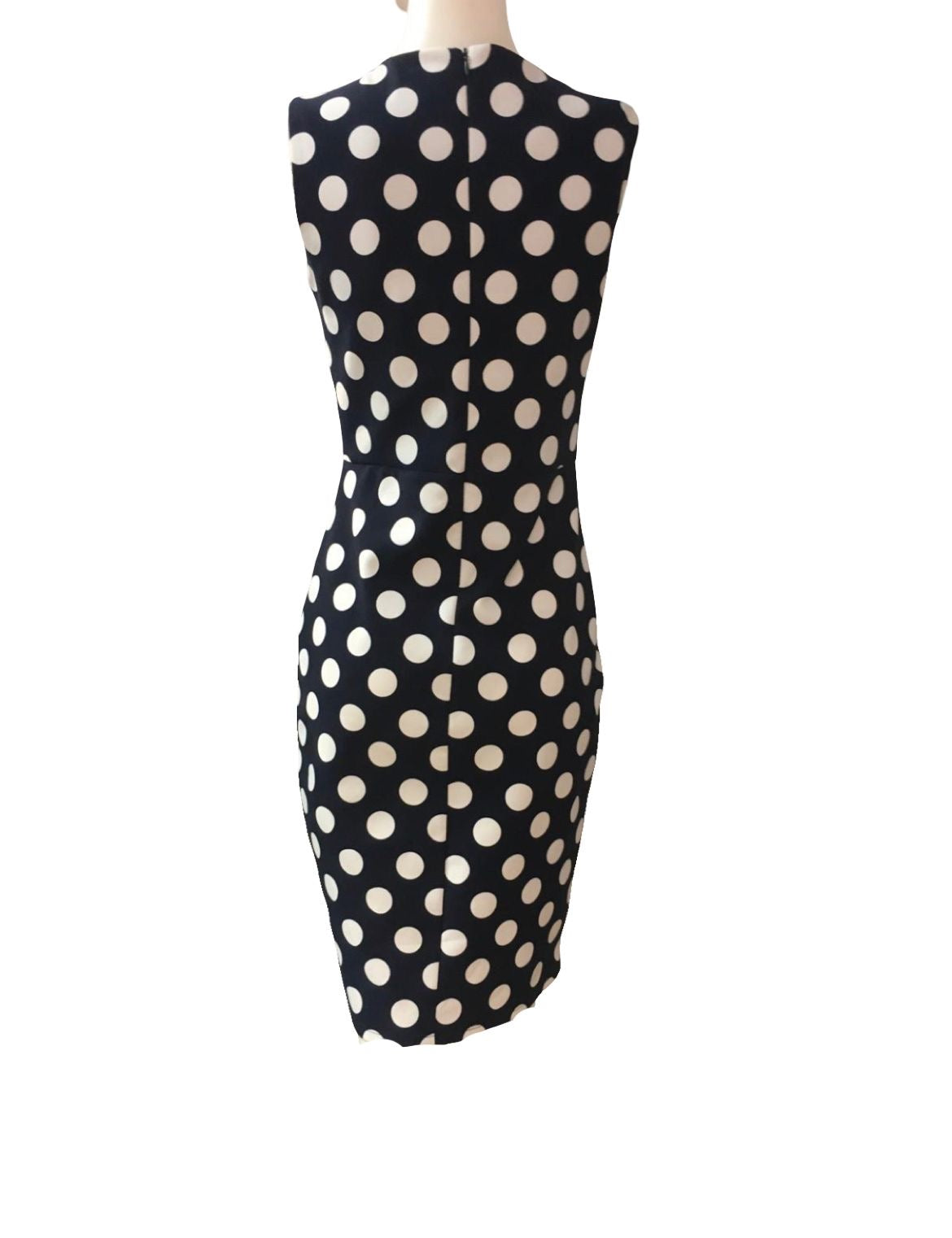 Phase Eight Navy and White Polka Dot Dress - Size - 10 - Preloved