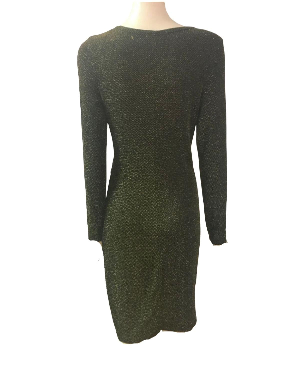Blue Vanilla Black & Gold Metallic Wrap Dress - Size 12 - Preloved