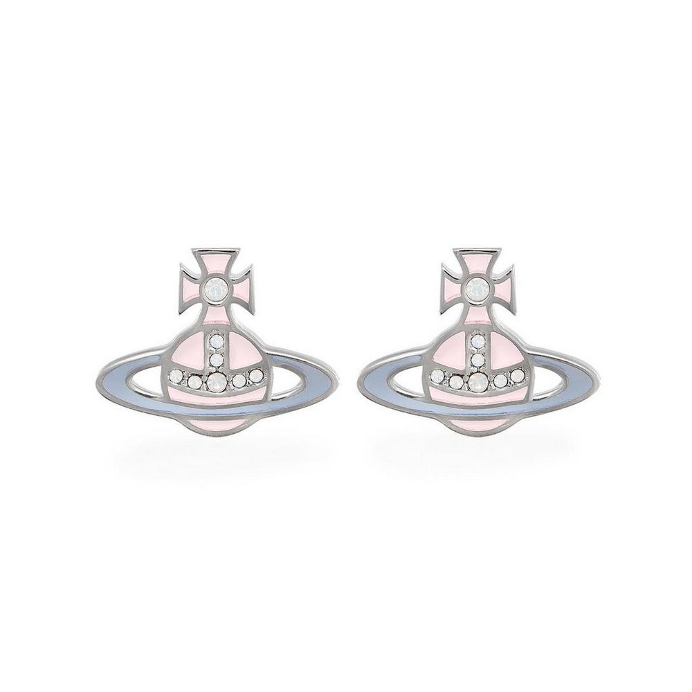 Vivienne Westwood Concetta Silver Crystal Opal Stud Earrings - New with Box - RRP £190