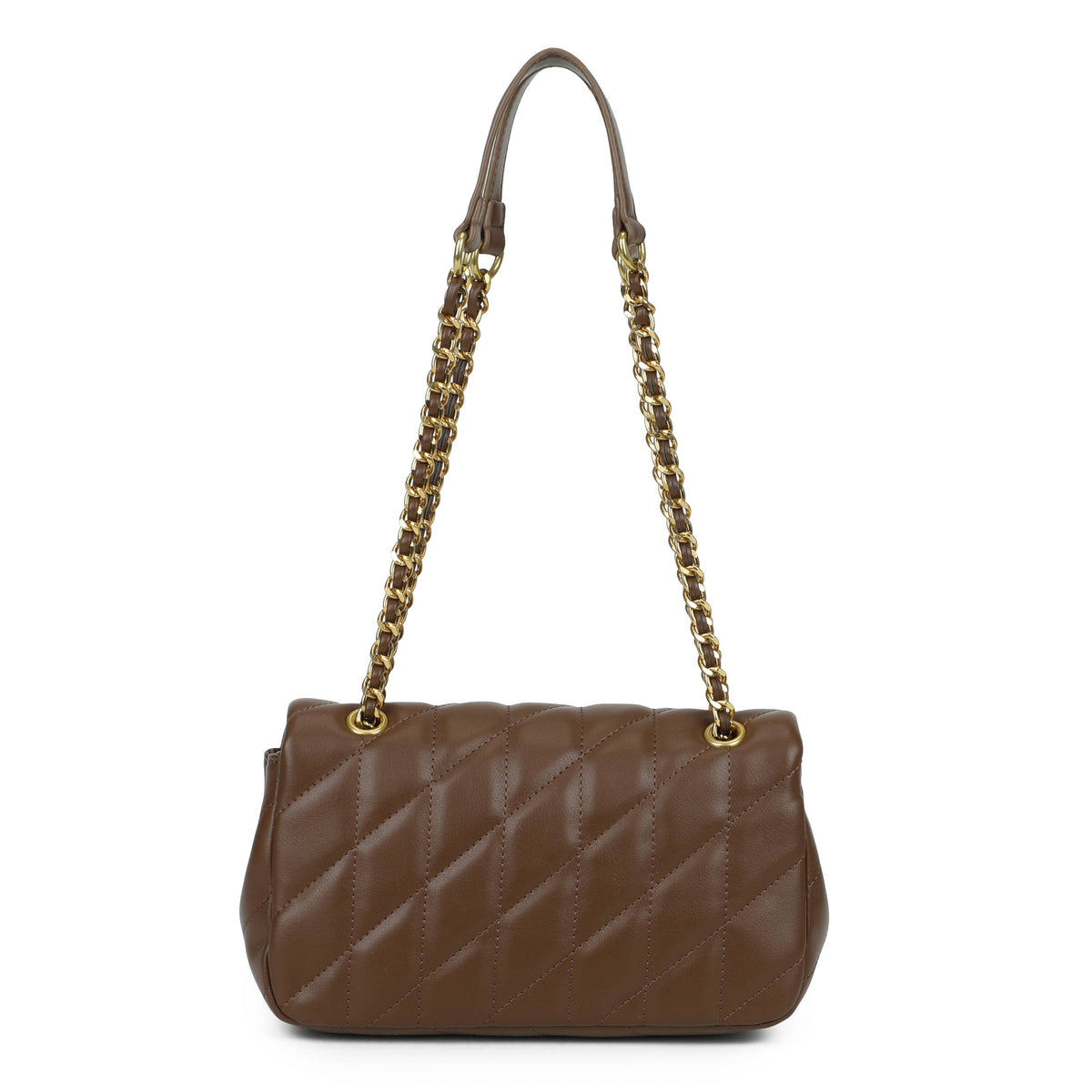 JM1776 Quilted Chain Shoulder Bag with Flap Closure