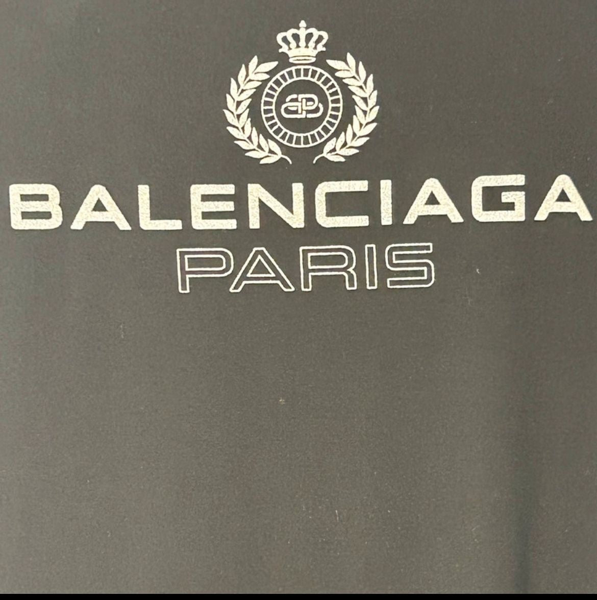 Balenciaga Black Print Silver Crown Logo T Shirt- Size S