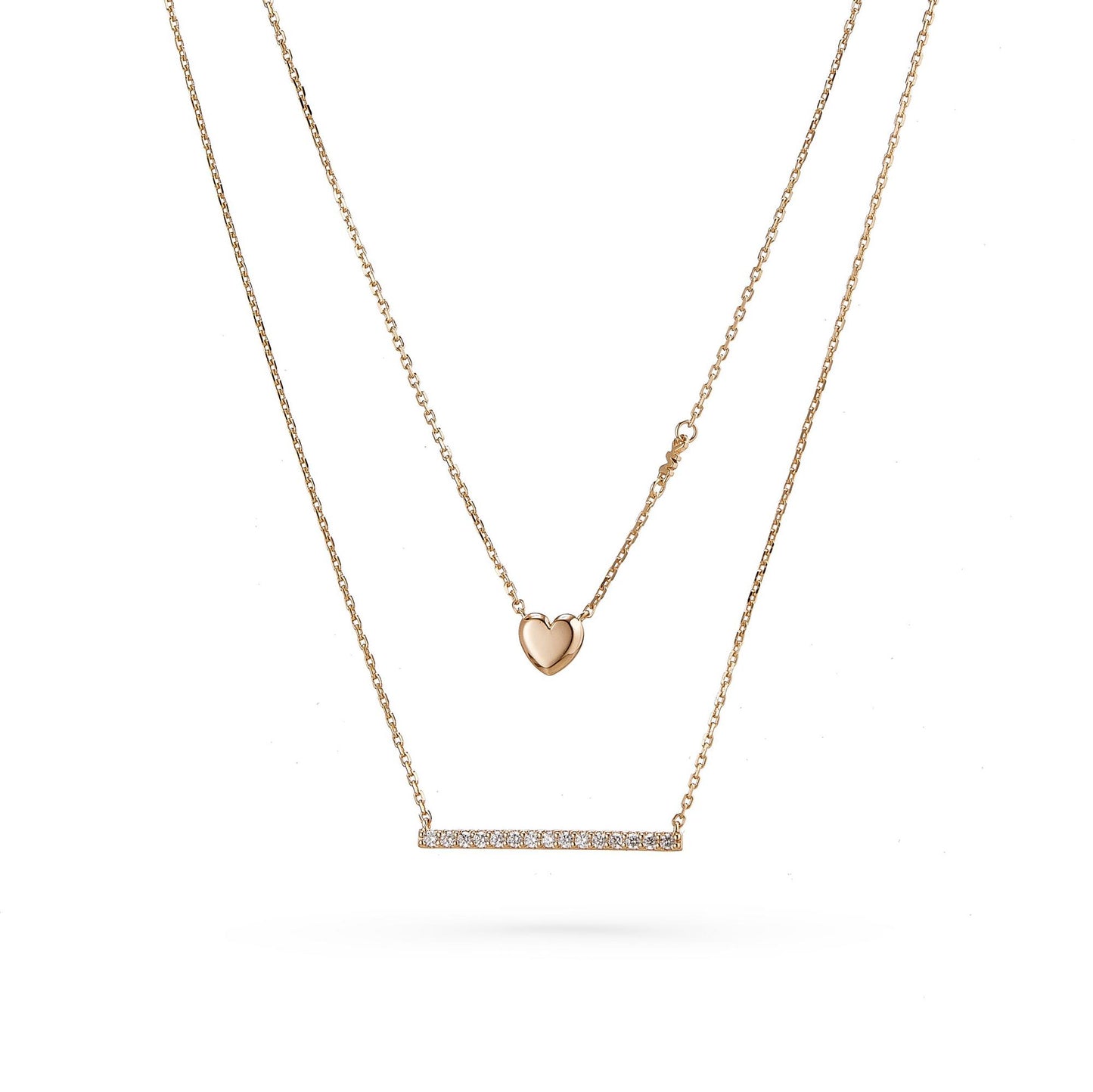 Michael Kors Rose Gold Tone Cubic Zirconia Heart Necklace - New in box