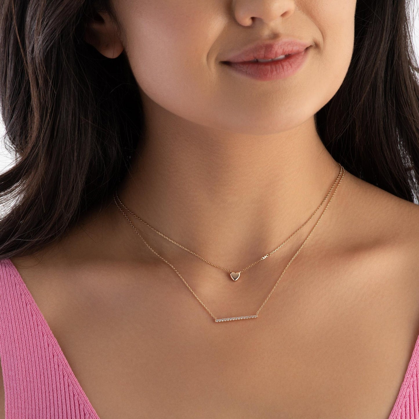 Michael Kors Rose Gold Tone Cubic Zirconia Heart Necklace - New in box