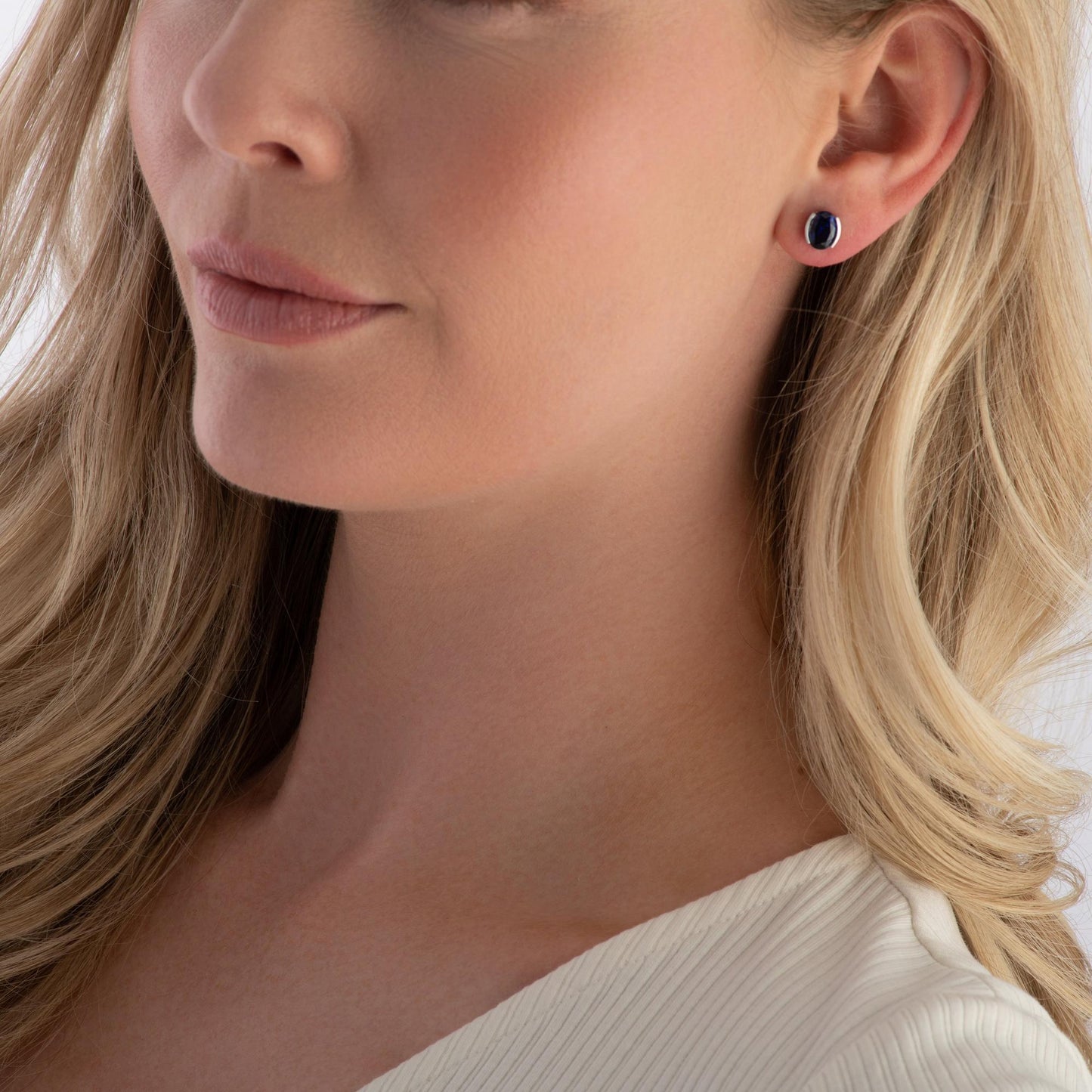 Sif Jakobs Ellisse Carezza Silver Blue Cubic Zirconia Stud Earrings - New in Box