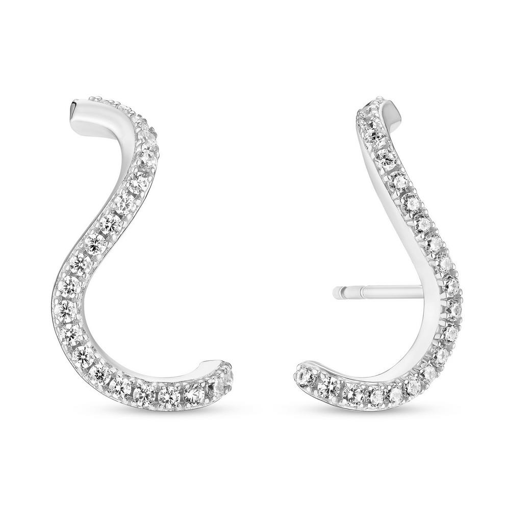 Sif Jakobs Ellera Waves Silver Cubic Zirconia Earrings - New