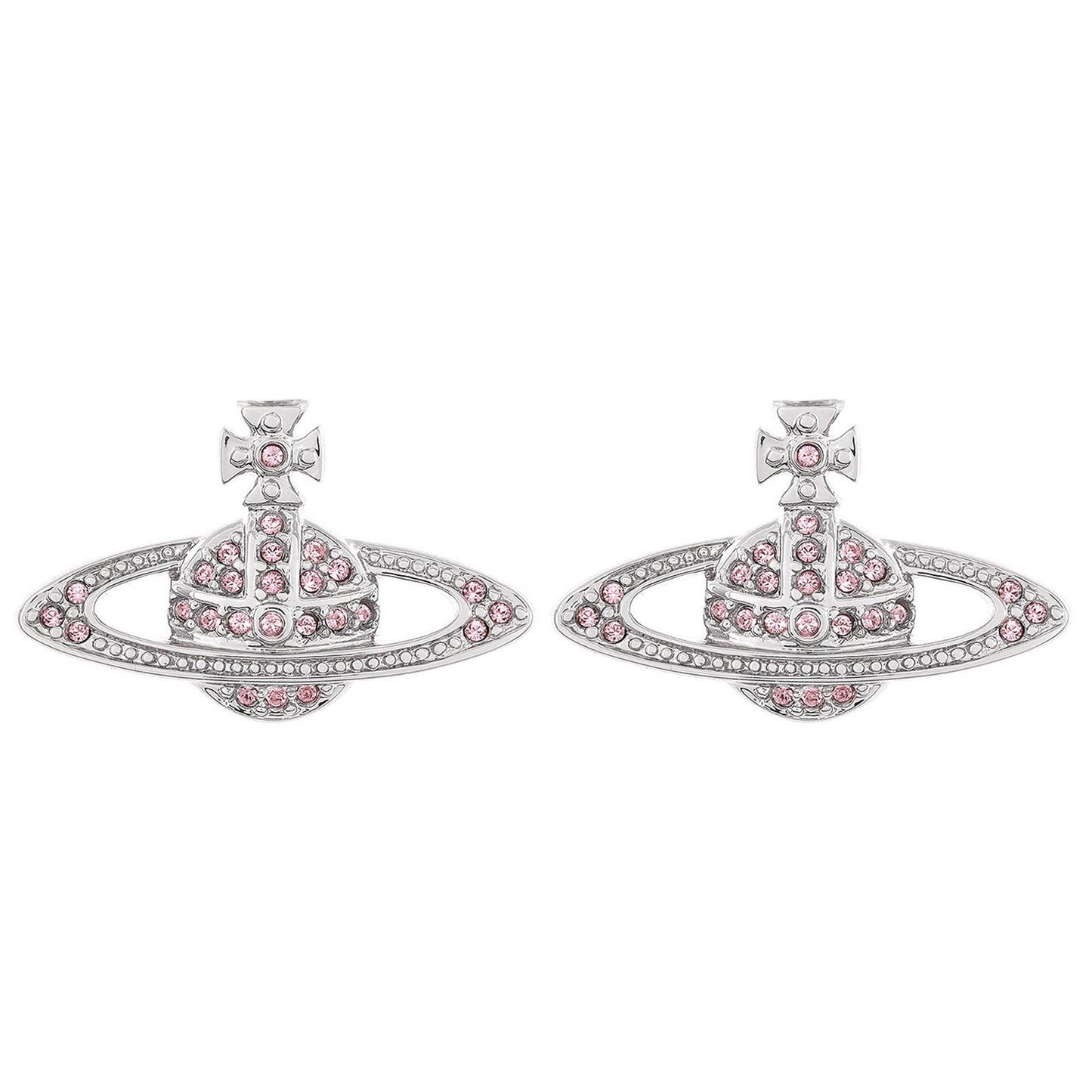 Vivienne Westwood Mini Bas Relief Silver Cubic Zirconia Stud Earrings - New in box