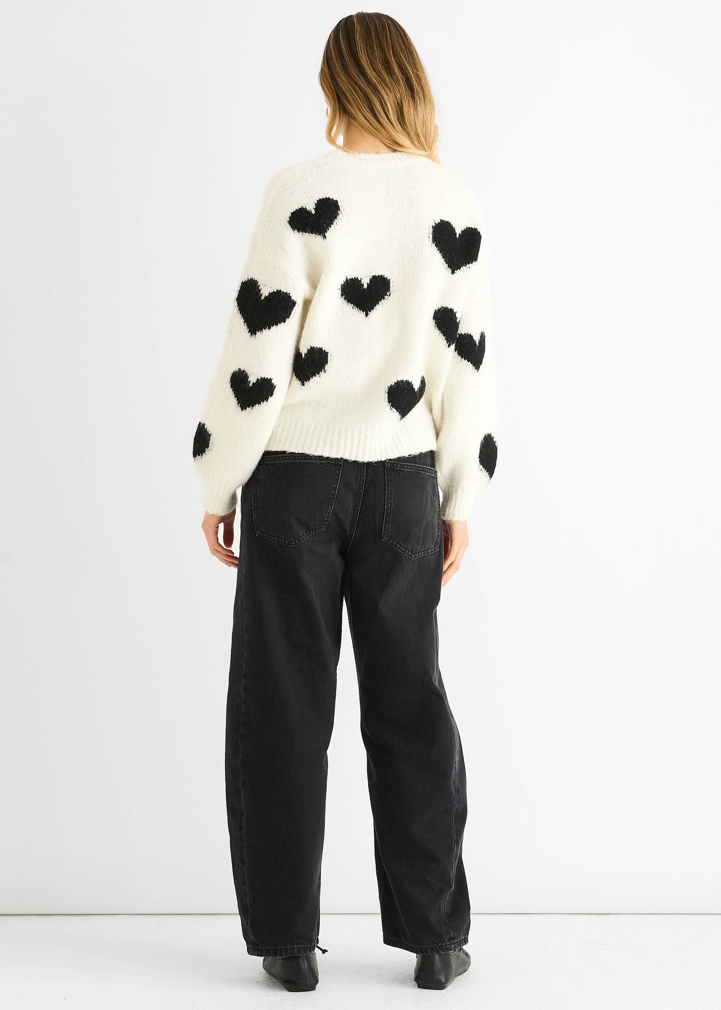 Cream Contrast Heart Oversized Knit Jumper - New Tags
