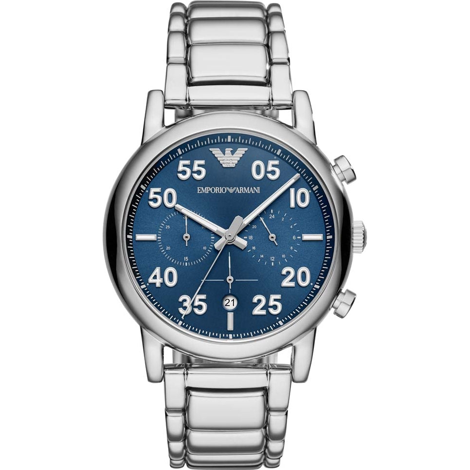 Emporio Armani AR11132 Men's Luigi Silver Chronograph Watch - New in box