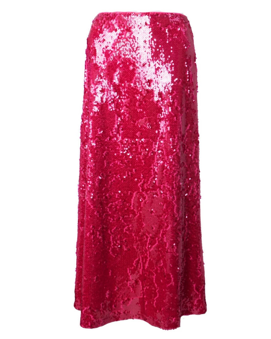 Forever Unique Pink Sequin  Long Skirt - 8 - New