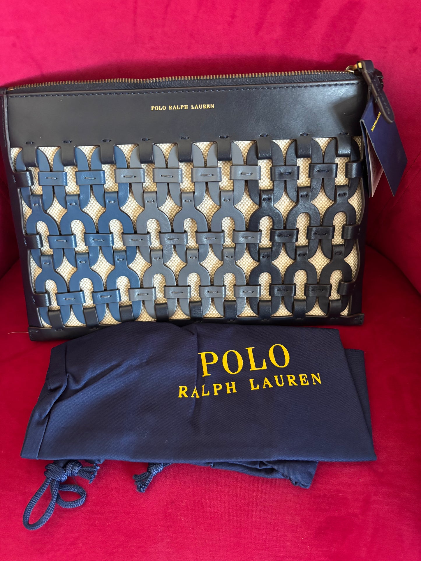 Polo Ralph Lauren Leather Clutch Pouch Bag -New With Tags