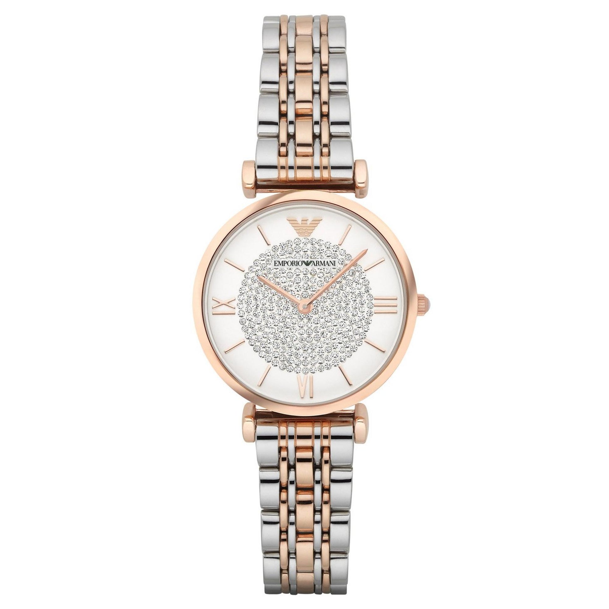 Emporio Armani Stainless Steel and Rose Gold Crystal Watch - New in box 