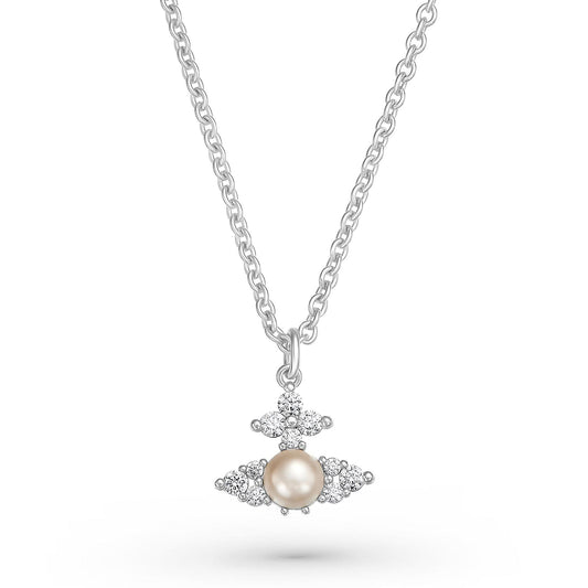 Vivienne Westwood Feodora Silver Pearl and Cubic Zirconia Pendant - New in Box