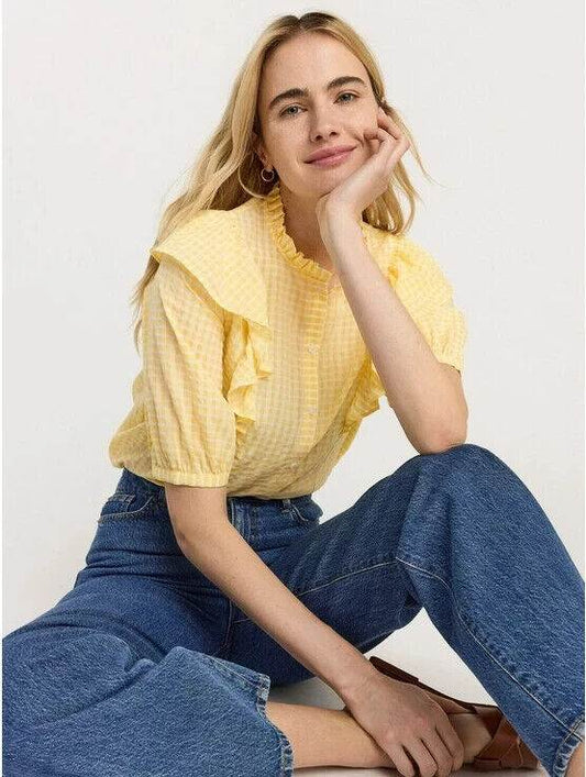 The Holly & Whyte By Lindex Yellow Check Blouse (Size 10)