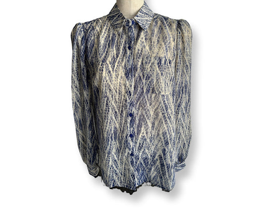 Lipsy Ink and Gold Pattern Blouse - Size - 8 - Preloved