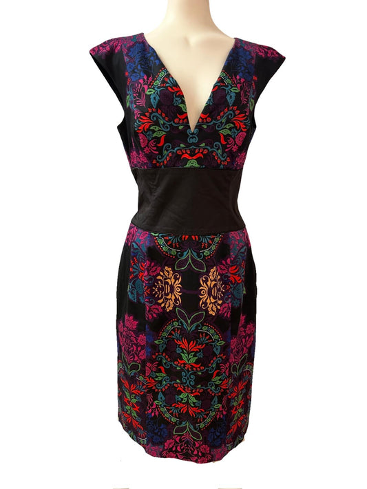 Phase Eight Multi Coloured Dress - Size -12 - Preloved 