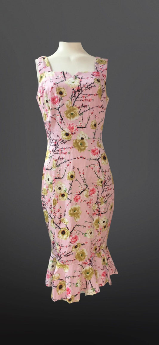 Joe Browns Pink Floral Dress - Size - 10 -Preloved 