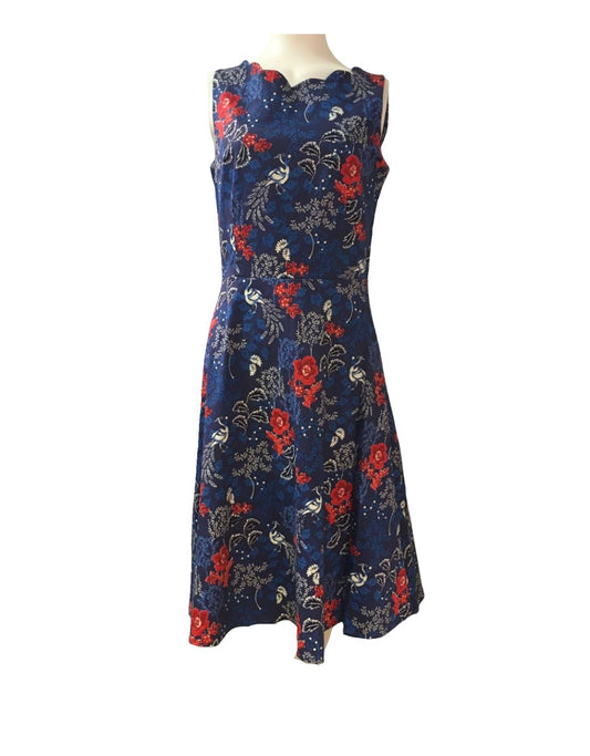 Joe Browns Blue Floral Dress - Size - 10 - Preloved 