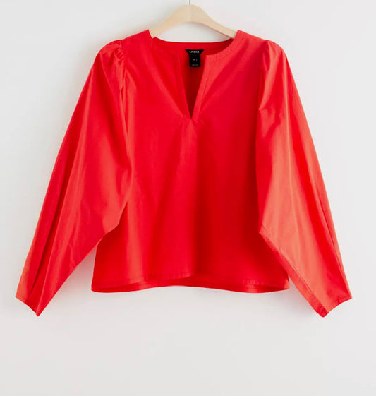 Lindex Red Puff Sleeve Blouse - Size - S - New 