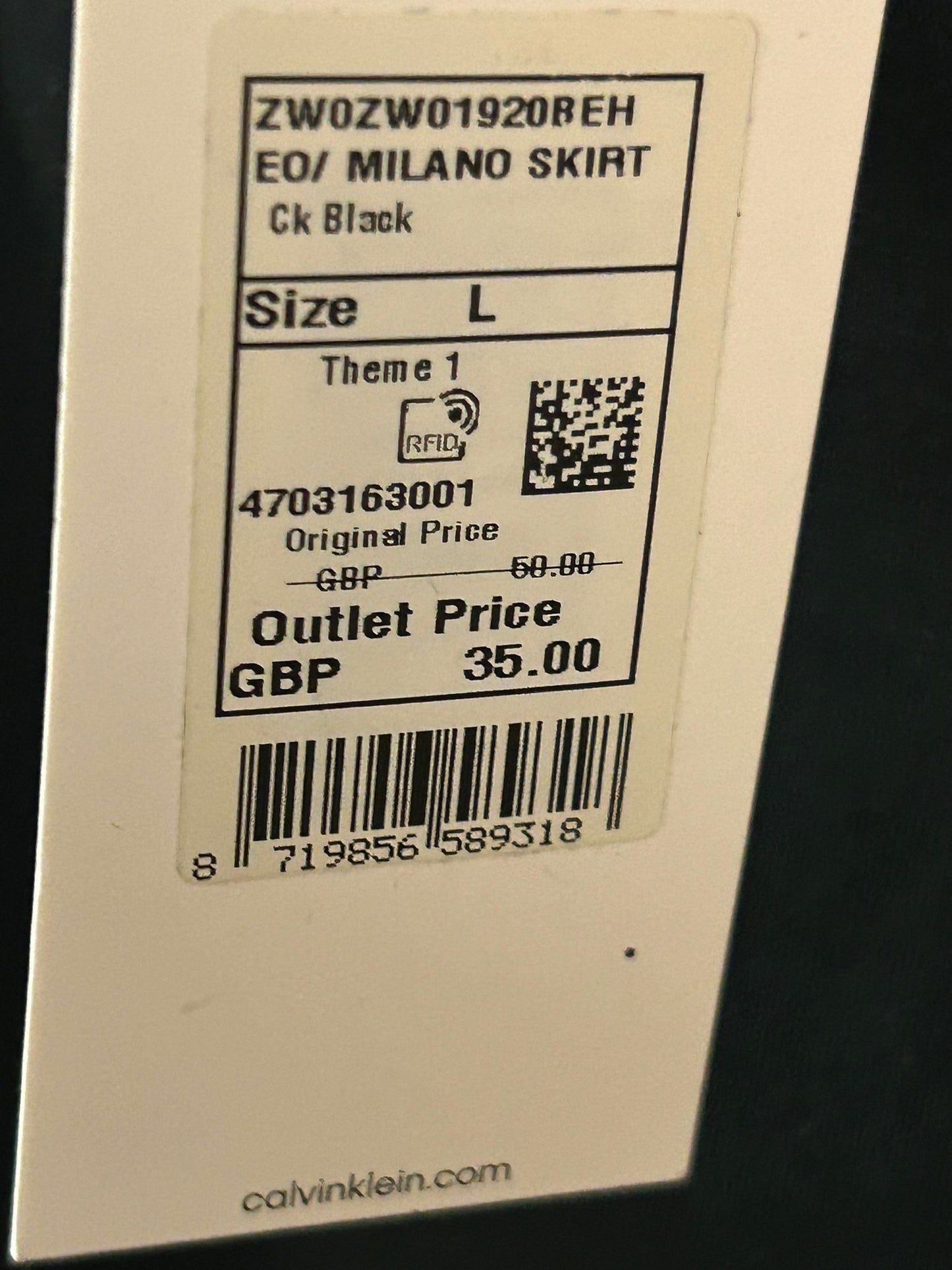 Calvin Klein Jeans Black Skirt - Size L - Preloved