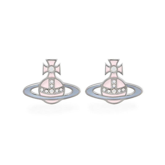 Vivienne Westwood Concetta Silver Crystal Opal Stud Earrings - New with Box - RRP £190