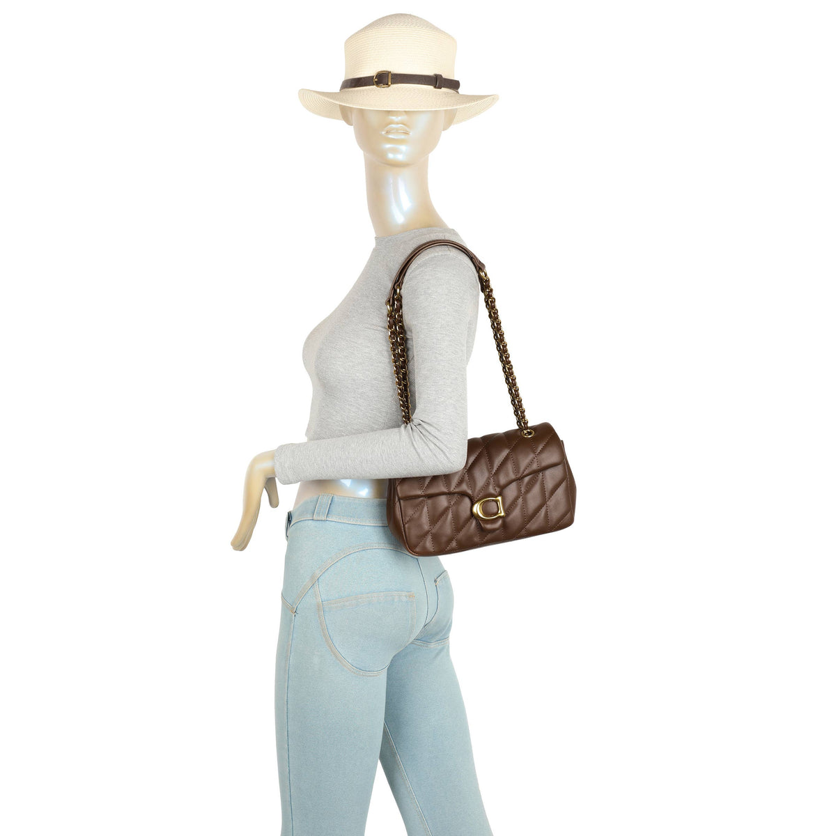 JM1776 Quilted Chain Shoulder Bag with Flap Closure