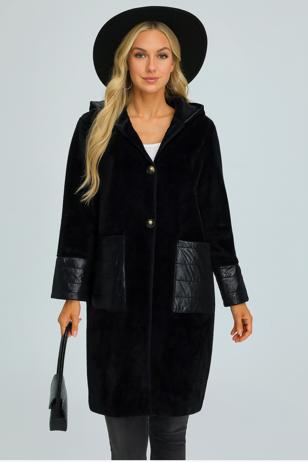 PREMIUM QUAITY FLUFFY COAT WITH QUILTED PANELS