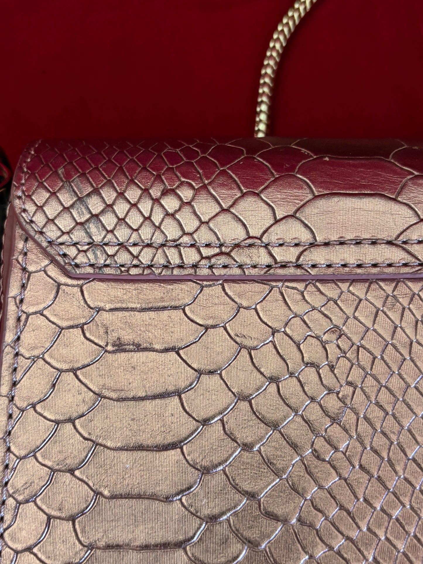 Kenzo Python Embossed Leather Flap Bag