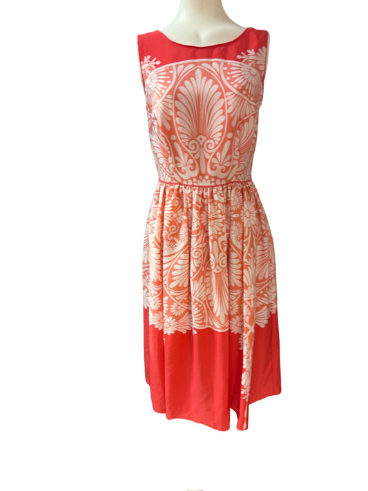 Monsoon Pink Coral Sleeveless Dress - Size - 10 - Preloved