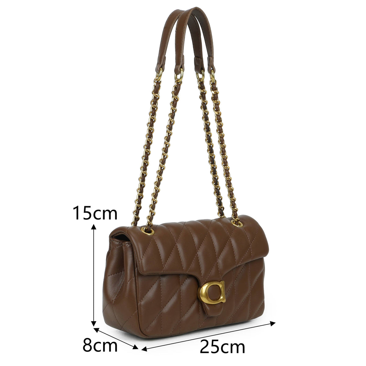 JM1776 Quilted Chain Shoulder Bag with Flap Closure