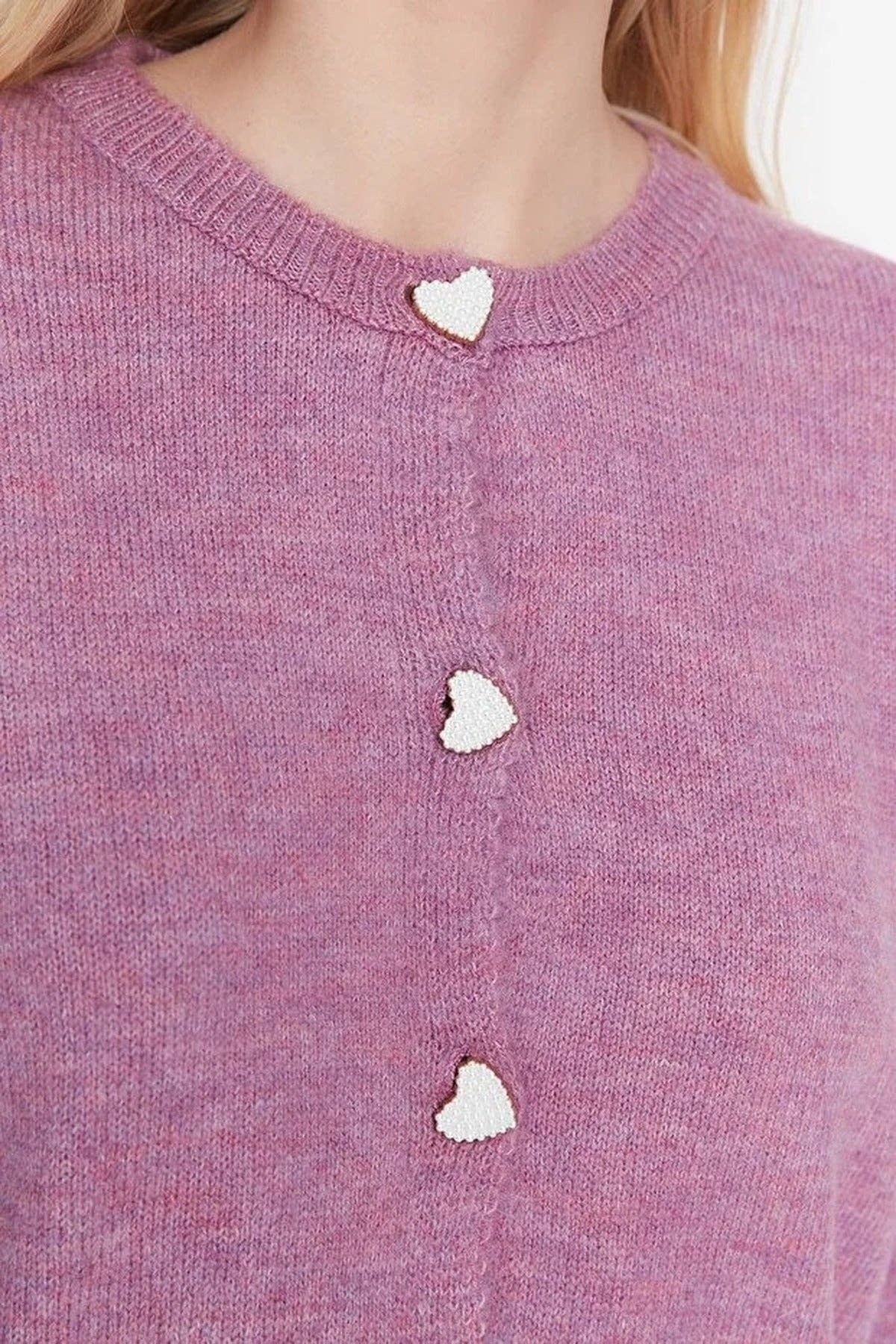 Soft-Textured Knit Cardigan with Jewellery Button Detail