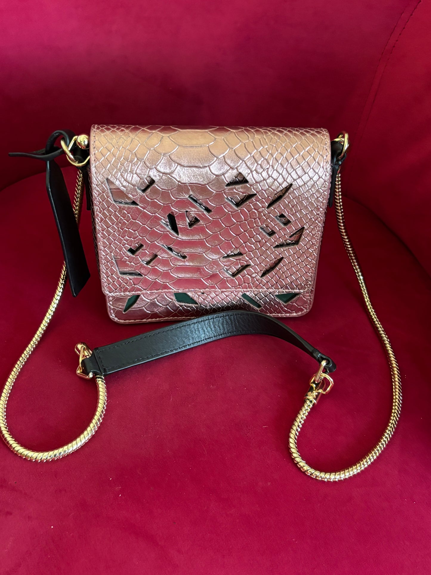 Kenzo Python Embossed Leather Flap Bag