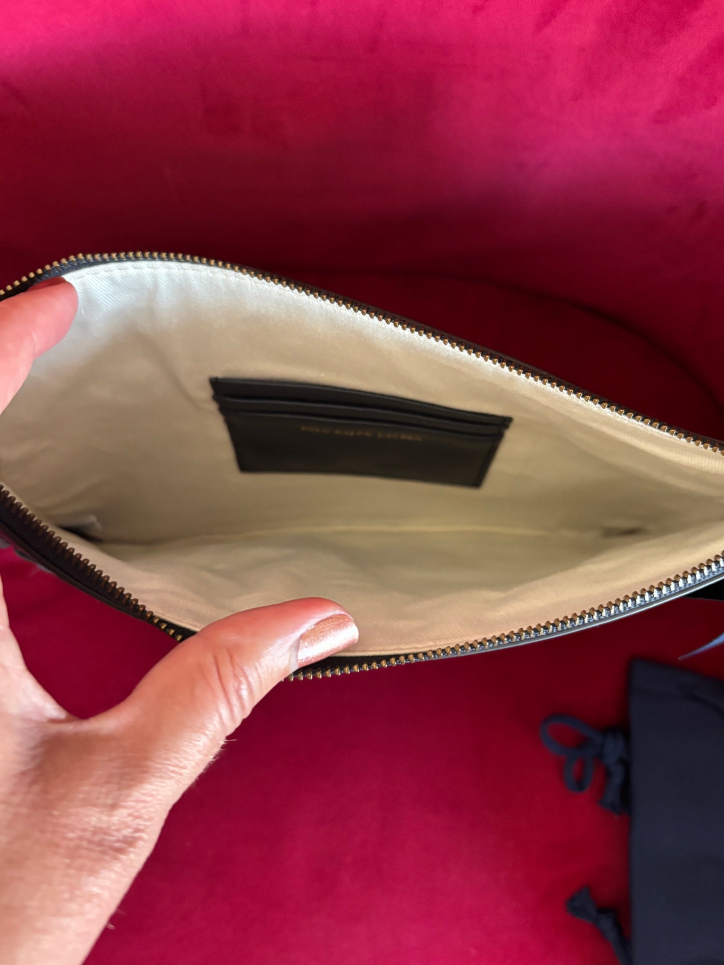 Polo Ralph Lauren Leather Clutch Pouch Bag -New With Tags