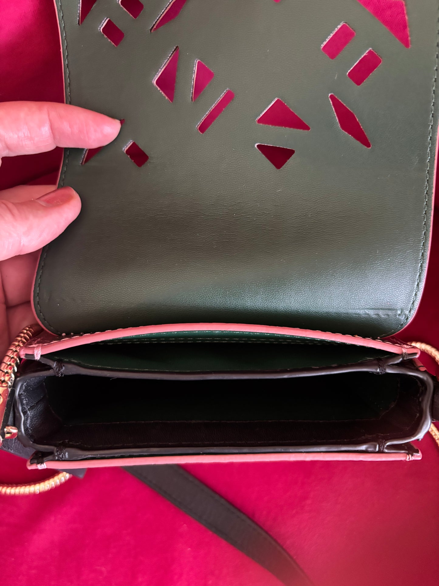 Kenzo Python Embossed Leather Flap Bag