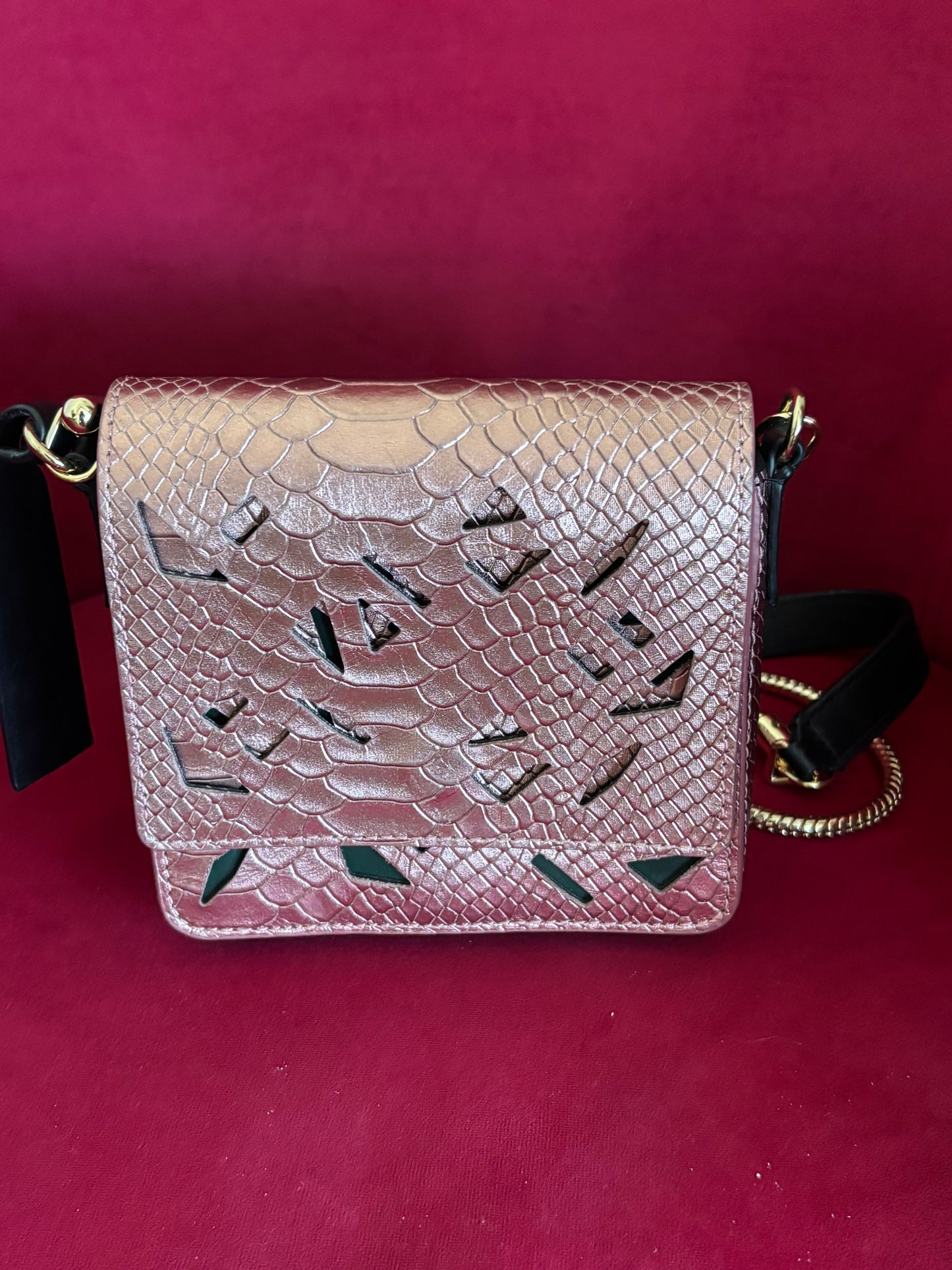 Kenzo Python Embossed Leather Flap Bag