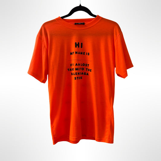 Balenciaga Unfit Orange Printed T Shirt - Size L