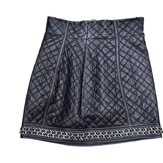 Balmain Black Leather Mini Skirt - UK 8