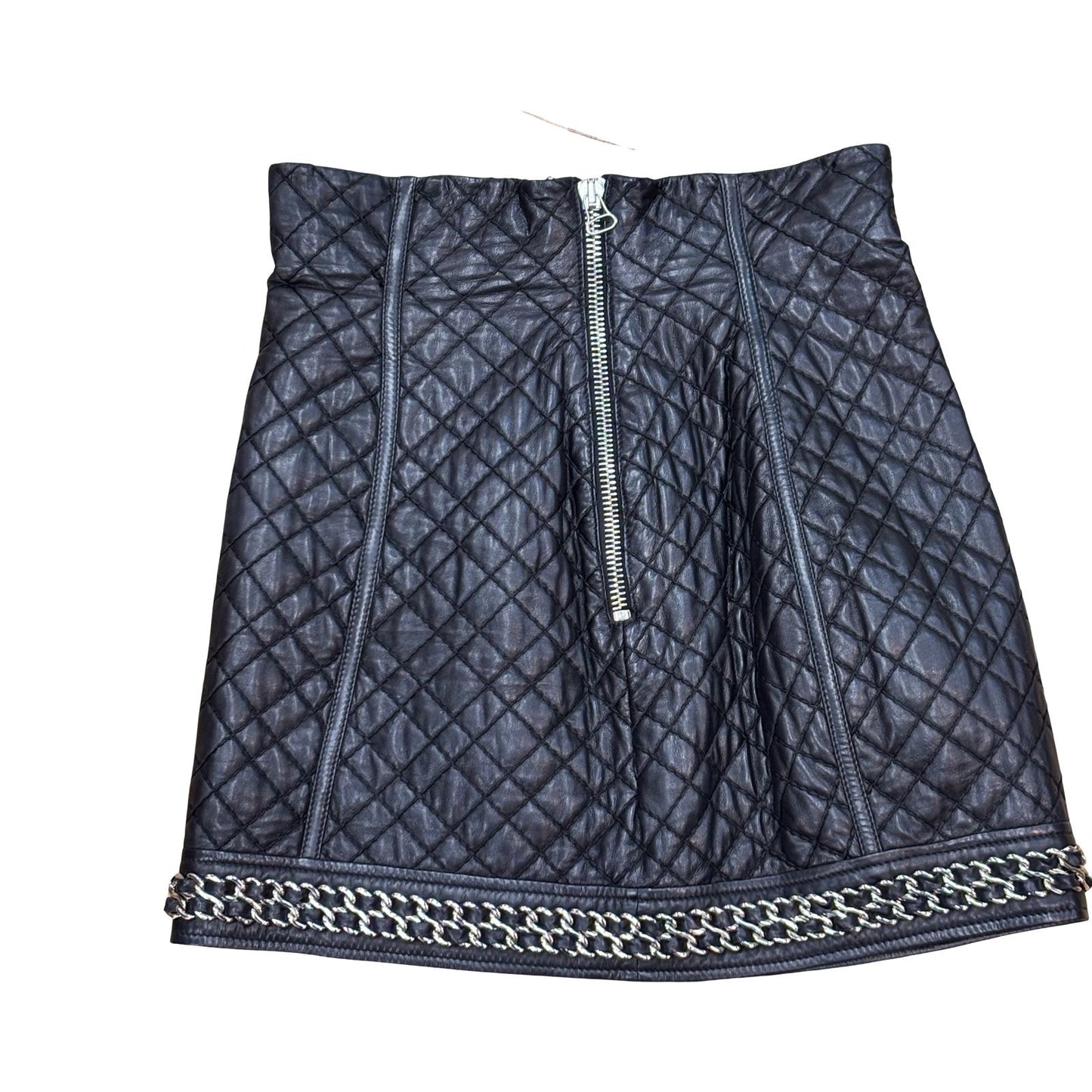 Balmain Black Leather Mini Skirt - UK 8