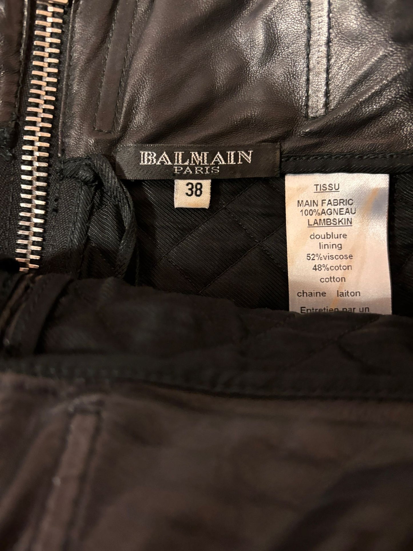 Balmain Black Leather Mini Skirt - UK 8