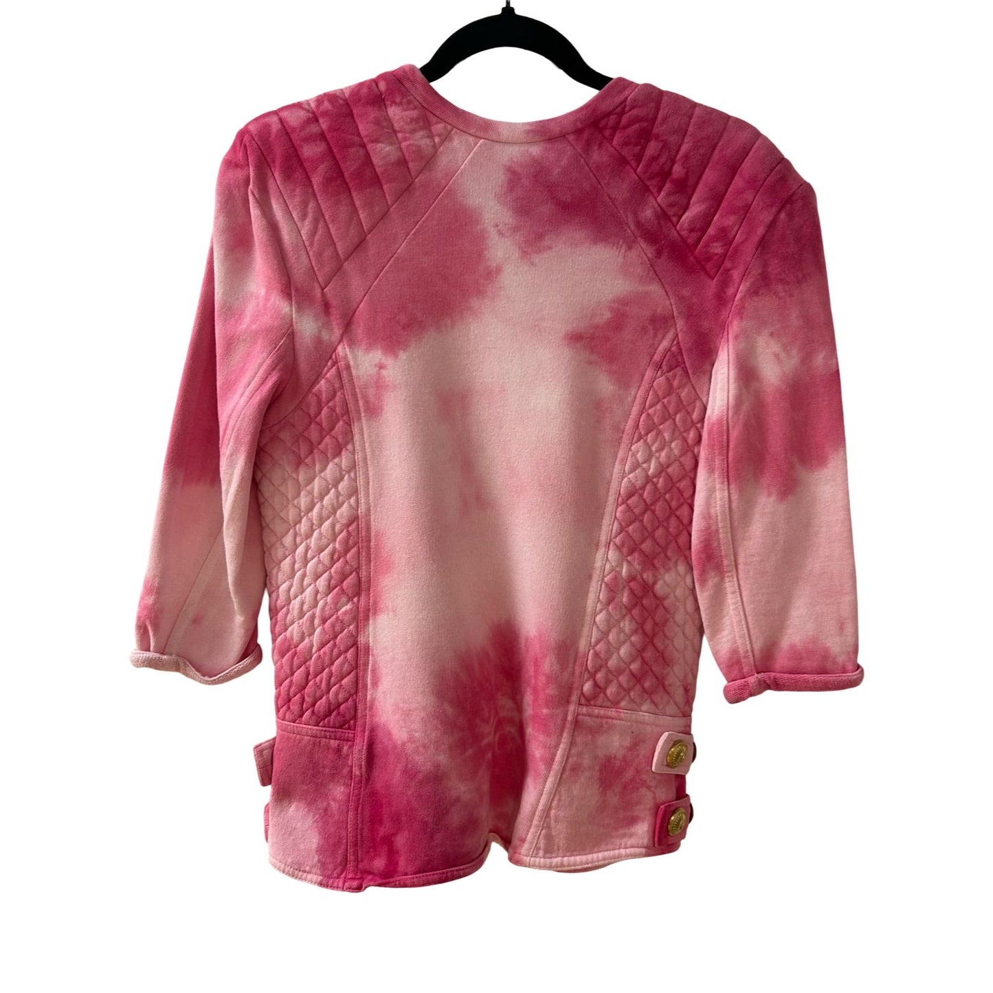 Balmain Pink Tie Dye Biker Sweatshirt - Size 8