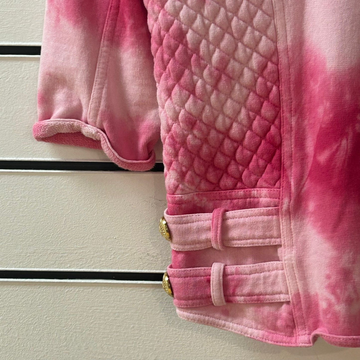 Balmain Pink Tie Dye Biker Sweatshirt - Size 8